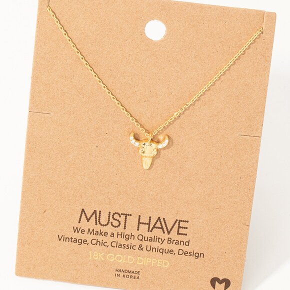 Bull Western Gold Plated Necklace - Picture 1 of 2